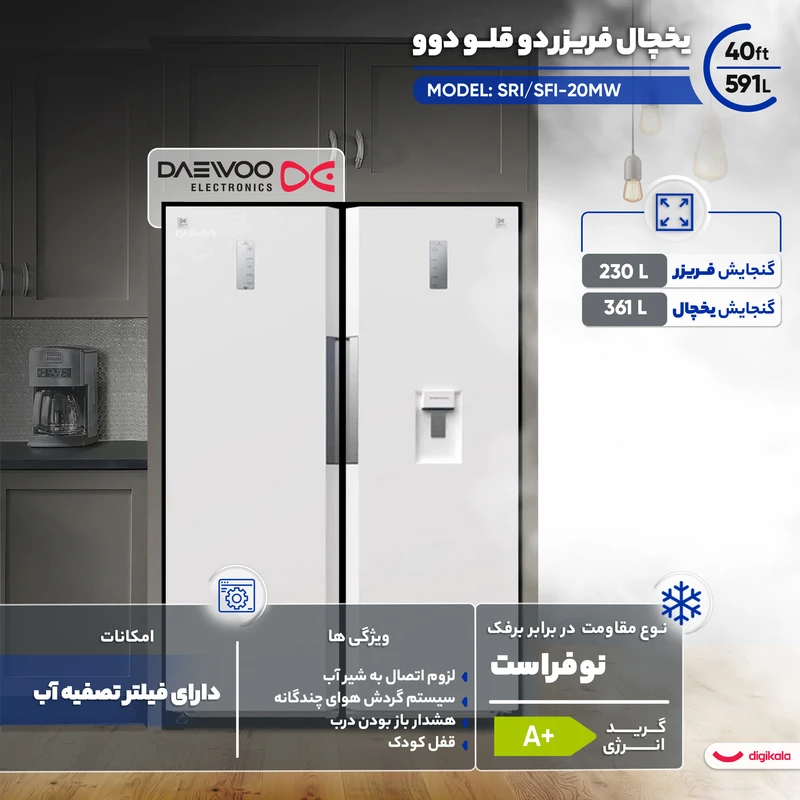 یخچال فریزر دوقلو 40 فوت دوو مدل SRI/SFI-20MW - Image 4
