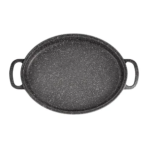 تابه چدن بیضی مدل angle (با درب شیشه)